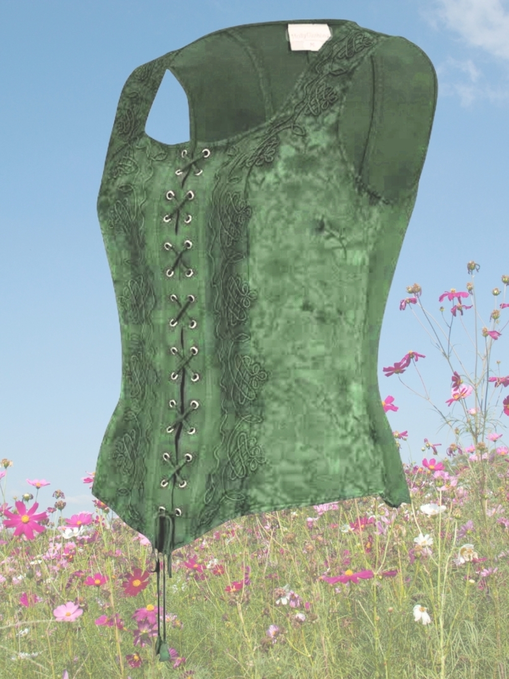 Sage Green Lace-Up Corset Vest